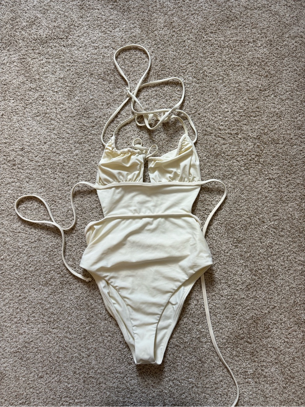 Tularosa Cream Kids One-Piece Swimsuit with Tie Straps - Picture 1 of 3